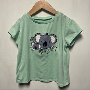 American Girl Girl's Size 10-12 Medium Mint Green Needlepoint Koala Top